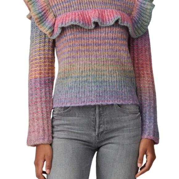 $425 LoveShackFancy Yumi Ruffle Alpaca wool Sweater S - Picture 6 of 12